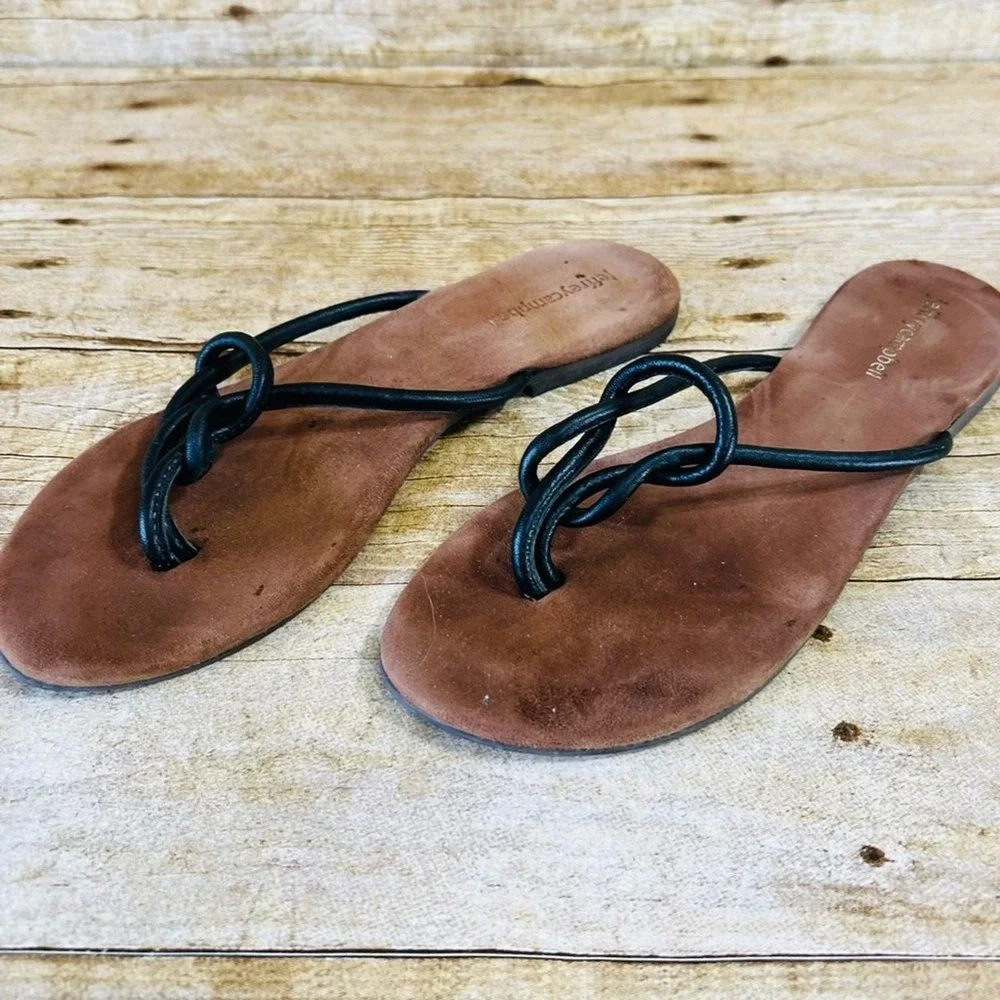 Jeffrey Campbell Womens Black Knotted Leather‎ Thong Sandals Brown Size 6/37